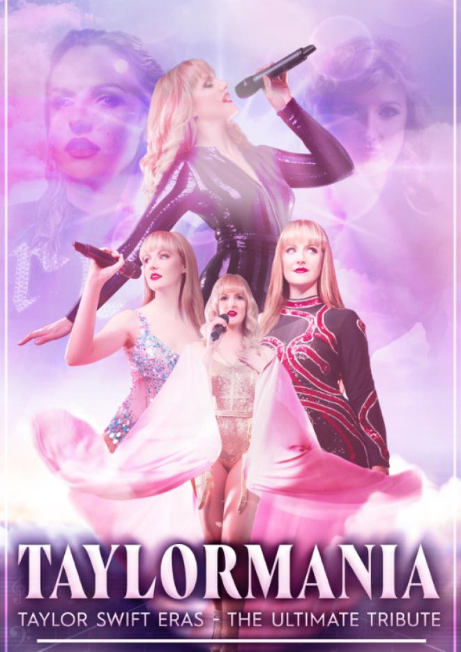 Images of Taylor Swift tribute with text below that reads Taylormania